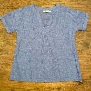Vineyard Vines Blue Short Sleeved Linen Shirt